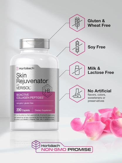 Horbäach Skin Rejuvenator with Verisol | Bioactive Collagen Peptides | 200 Caplets | Non-GMO, Gluten Free Supplement - Maple Wellness Supplements