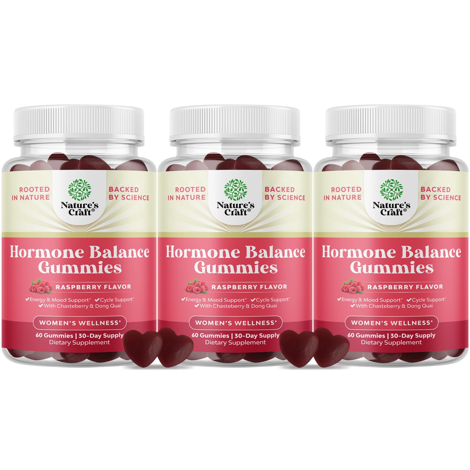 Hormone Balance for Women Gummies of All Ages - PMS Support Supplement for Women to Regulate Menstrual Cycle & Hormonal Balance Menopause & Mood Swings with Vitamin B6 & Dong Quai - 60 Chews - 3 pack - Maple Wellness Supplements