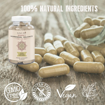 Hormone Balance for Women – Natural Female Energy & Mood Pills – Hot Flashes Menopause Relief Supplement with Vitex Chasteberry, Dong Quai, Maca Root Powder, Ginseng – 90 Veggie Capsules - Maple Wellness Supplements