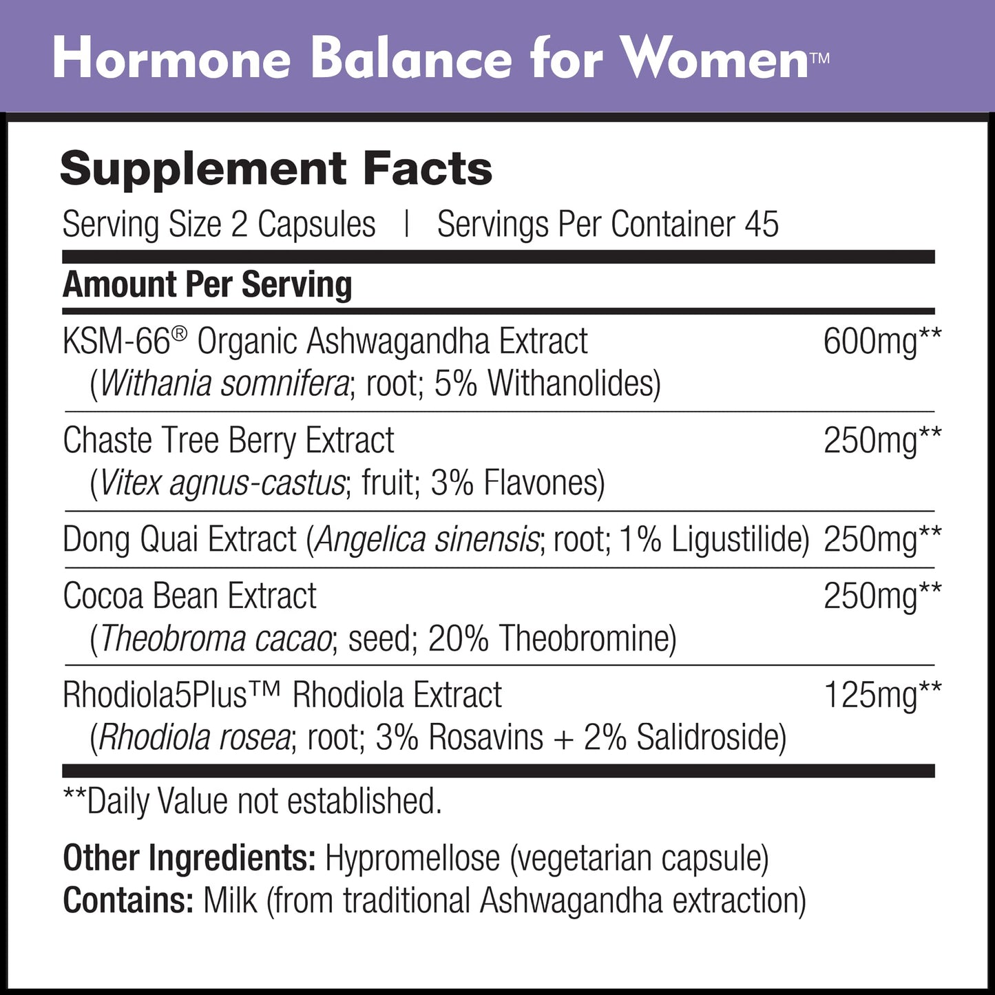 Hormone Balance for Women - Natural Mood Supplement - PMS Relief and Menopause Support | Featuring Clinically Studied KSM-66 Ashwagandha (90 Capsules) - Maple Wellness Supplements