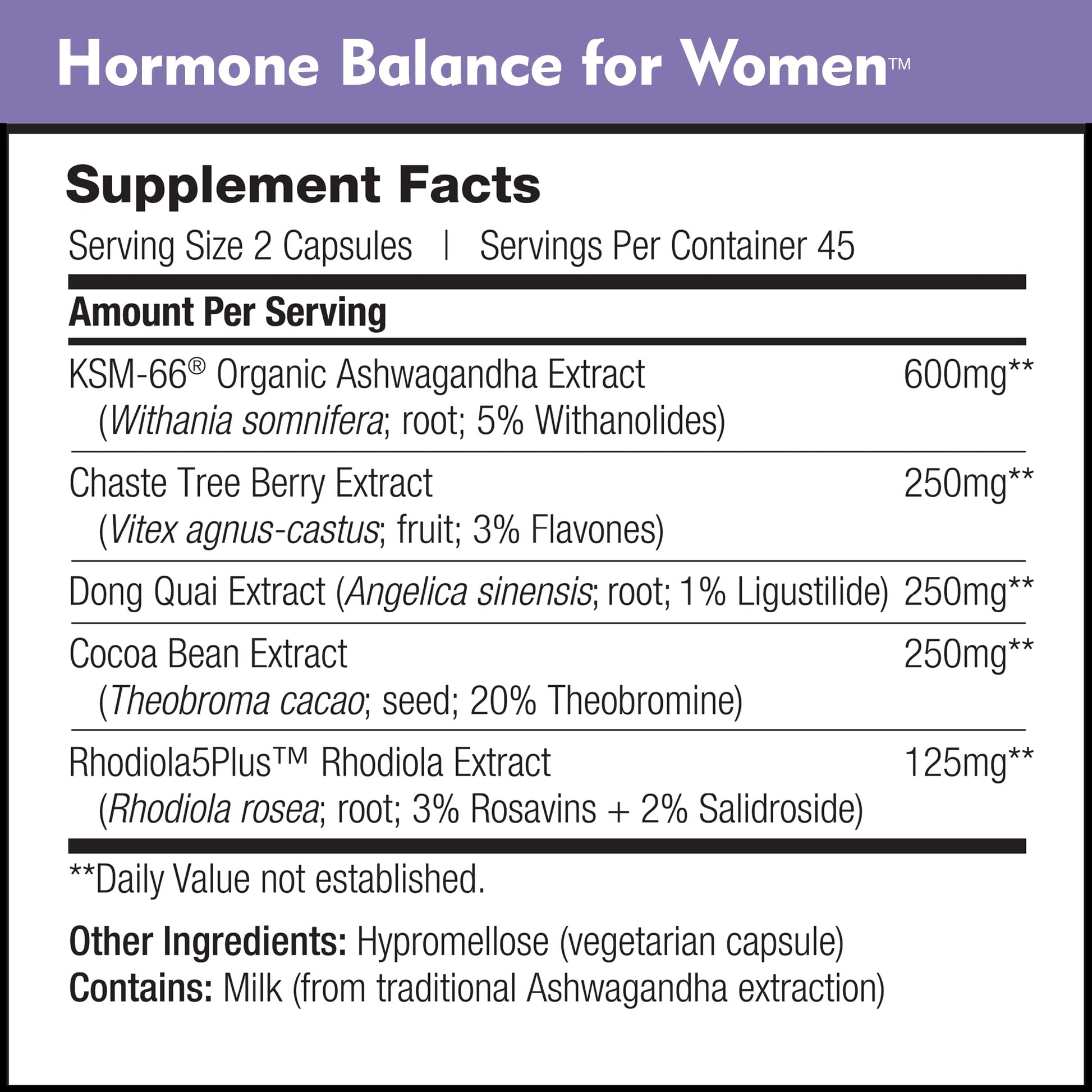 Hormone Balance for Women - Natural Mood Supplement - PMS Relief and Menopause Support | Featuring Clinically Studied KSM-66 Ashwagandha (90 Capsules) - Maple Wellness Supplements