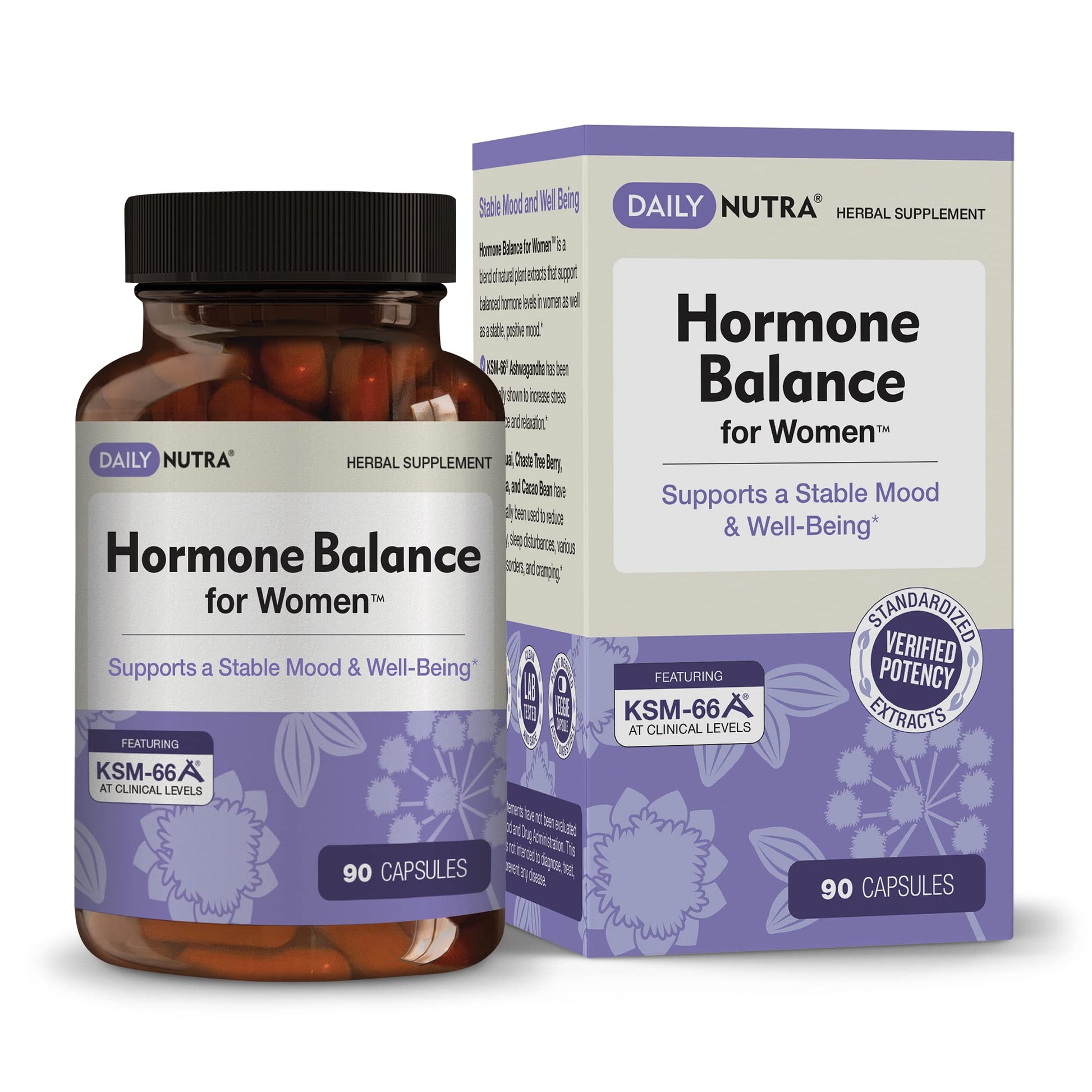 Hormone Balance for Women - Natural Mood Supplement - PMS Relief and Menopause Support | Featuring Clinically Studied KSM-66 Ashwagandha (90 Capsules) - Maple Wellness Supplements