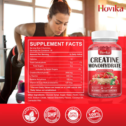 Hovika Creatine Monohydrate Gummies for Men & Women, Chewable 3g Creatine Monohy - Maple Wellness Supplements