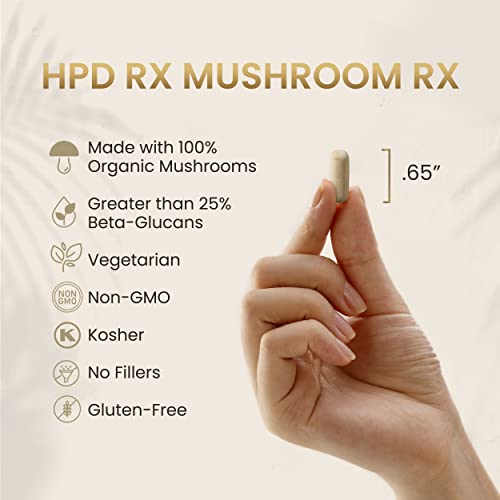 HPD Rx Mushroom Rx Organic Mushroom Extract Blend Max Immunity Dose, Lion’s Mane - Maple Wellness Supplements