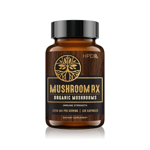 HPD Rx Mushroom Rx Organic Mushroom Extract Blend Max Immunity Dose, Lion’s Mane - Maple Wellness Supplements