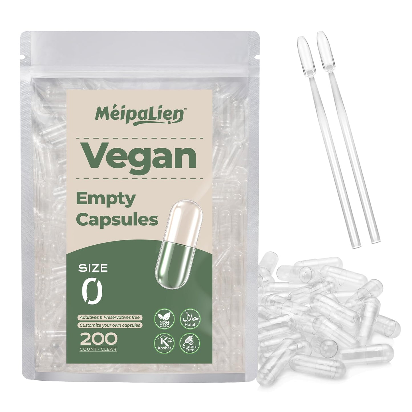 HPMC Empty Capsules Size 0-200 Clear Count Pill Capsules Empty - Plant-Based Cellulose | Vegetarian, Halal, Non-GMO | for DIY Supplement & Herbal Filling - Maple Wellness Supplements