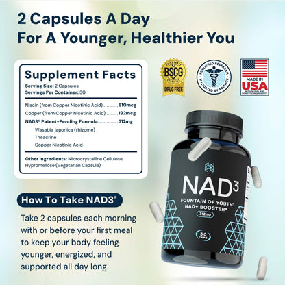 HPN NAD+ Booster – Nicotinamide Riboside Alternative (NAD3) for Men & Women | Anti Aging NRF2 Activator, 312 mg per Serving – Natural Energy Supplement for Longevity & Cellular Health, 30 Veggie Pills - Maple Wellness Supplements
