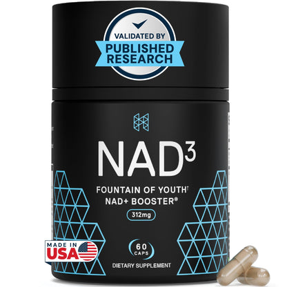HPN NAD3 Clinical NAD+ Booster, Cellular Health & Natural Energy - NAD Supplement for Healthy Aging, Metabolic Support, NRF2 & Longevity, Nicotinamide Riboside & NMN Alternative, 60ct, 30-Day Supply - Maple Wellness Supplements