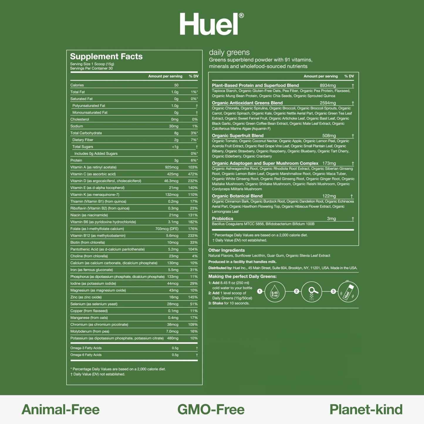 Huel Daily Greens | Superfood Greens Powder | 91 Vitamins, Minerals, and Wholefood - Maple Wellness Supplements