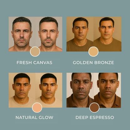 Hues for Him Foundation for Men – Full-Coverage, Lightweight & Hydrating Fit | Natural Coverage | Oil Control & Perfect Fit for Men’s Faces | Available in 4 Shades | Fresh Canvas, .67oz - Maple Wellness Supplements