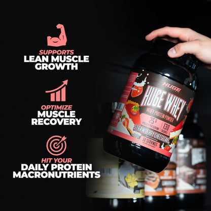 Huge Supplements, Whey Protein Concentrate Powder, Clinically Dosed Formula, 25g - Maple Wellness Supplements