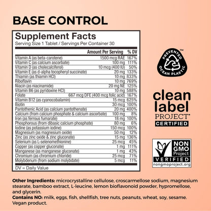 HUM Base Control Multivitamin for Women with Vitamin C, Iron, Biotin, Zinc, B Complex, Daily Women's Multivitamin, 22 Essential Vitamins & Minerals - Maple Wellness Supplements