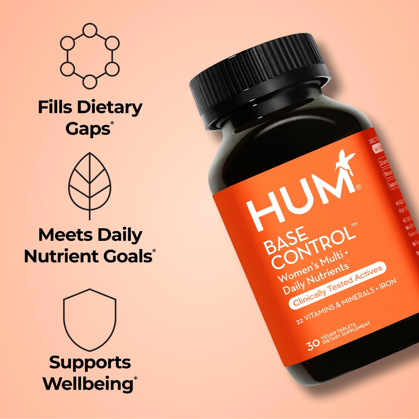 HUM Base Control Multivitamin for Women with Vitamin C, Iron, Biotin, Zinc, B Complex, Daily Women's Multivitamin, 22 Essential Vitamins & Minerals - Maple Wellness Supplements