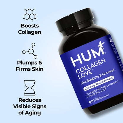 HUM Collagen Love Skin Supplement, Collagen Peptides Capsules with Hyaluronic Acid & Vitamin C, Supports Firm Skin & Helps Minimize Signs of Aging, Supplements - Maple Wellness Supplements