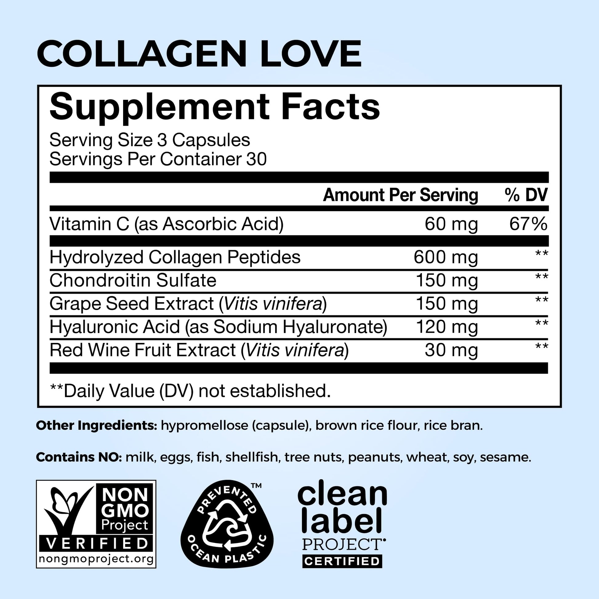 HUM Collagen Love Skin Supplement, Collagen Peptides Capsules with Hyaluronic Acid & Vitamin C, Supports Firm Skin & Helps Minimize Signs of Aging, Supplements - Maple Wellness Supplements