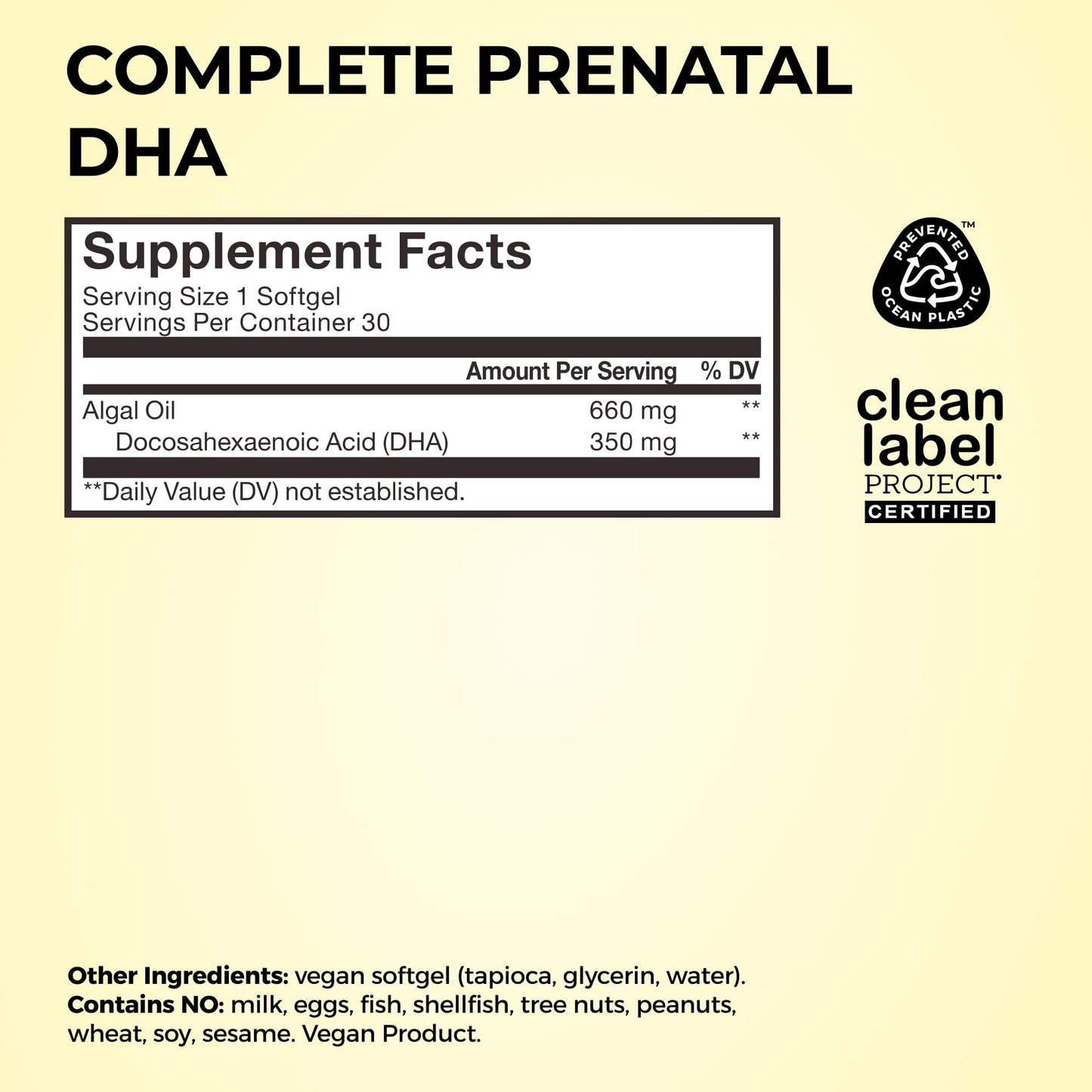 HUM Complete Prenatal Multivitamin for Women with Folate, DHA, and Choline, 23 Nutrients for Daily Support, Gluten Free, Non GMO Supplement for Pre, During, and Post Pregnancy, 30 Vegan Capsules - Maple Wellness Supplements
