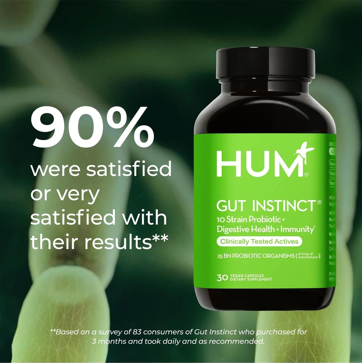 HUM Gut Instinct Daily Probiotics for Women and Men, Digestive Health, Lactobacillus, Bifidobacterium Strains for Immune Support, Probiotic Supplement for Healthy Gut Diversity, 30 Capsules - Maple Wellness Supplements