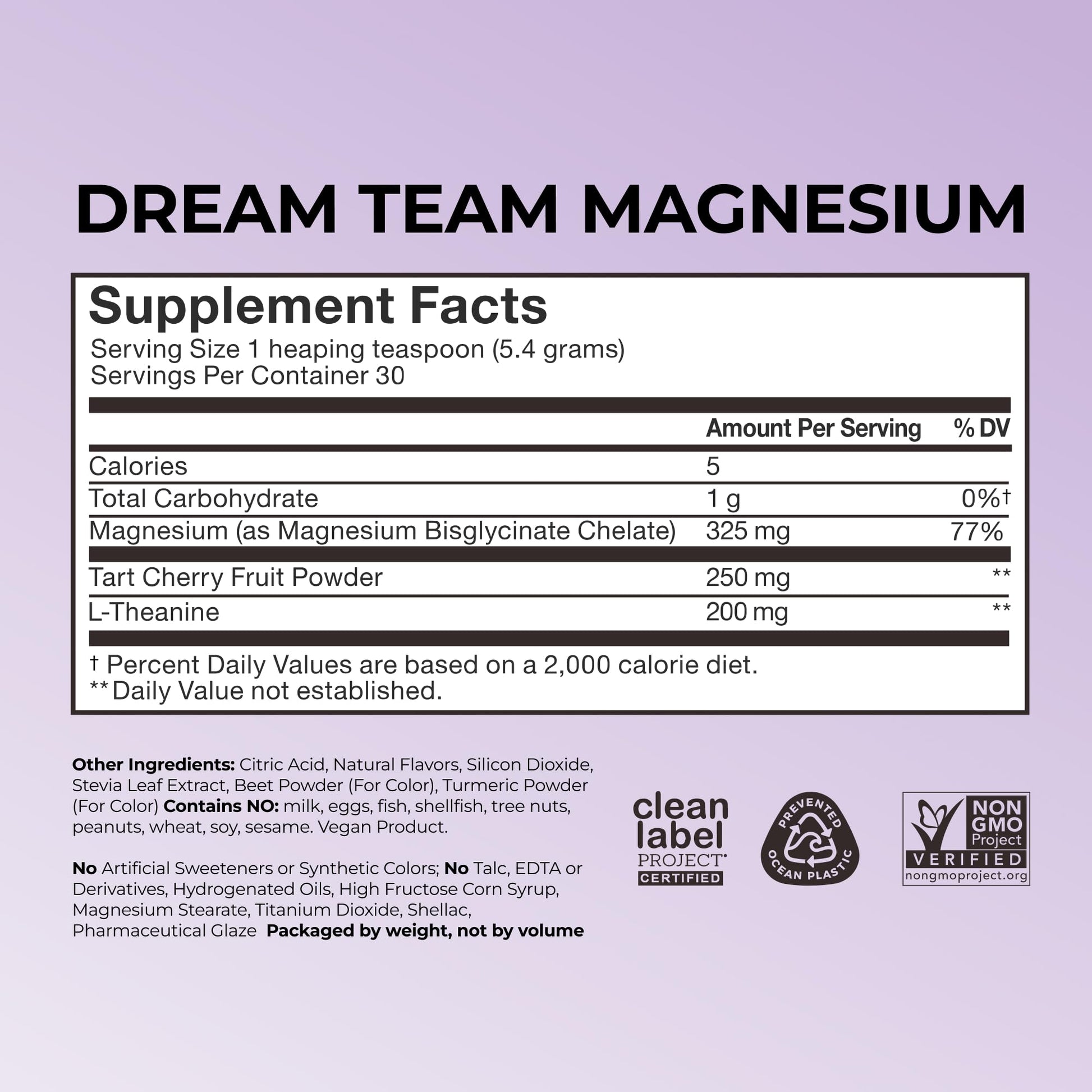 Hum Nutrition Dream Team Magnesium Bisglycinate Powder, L Theanine & Tart Cherry Magnesium Supplement Drink Mix, Support Rest, Relaxation & Sleep Routine, Gluten Free, Vegan, Cherry Lemon, 30 Servings - Maple Wellness Supplements