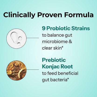 HUM Skin Squad Probiotics for Women and Men, Skin Care Supplement for Clear Complexion & Gut Health Support, Microbiome Prebiotic & Probiotic Supplement for Breakouts, Digestive Health, 60 Capsules - Maple Wellness Supplements