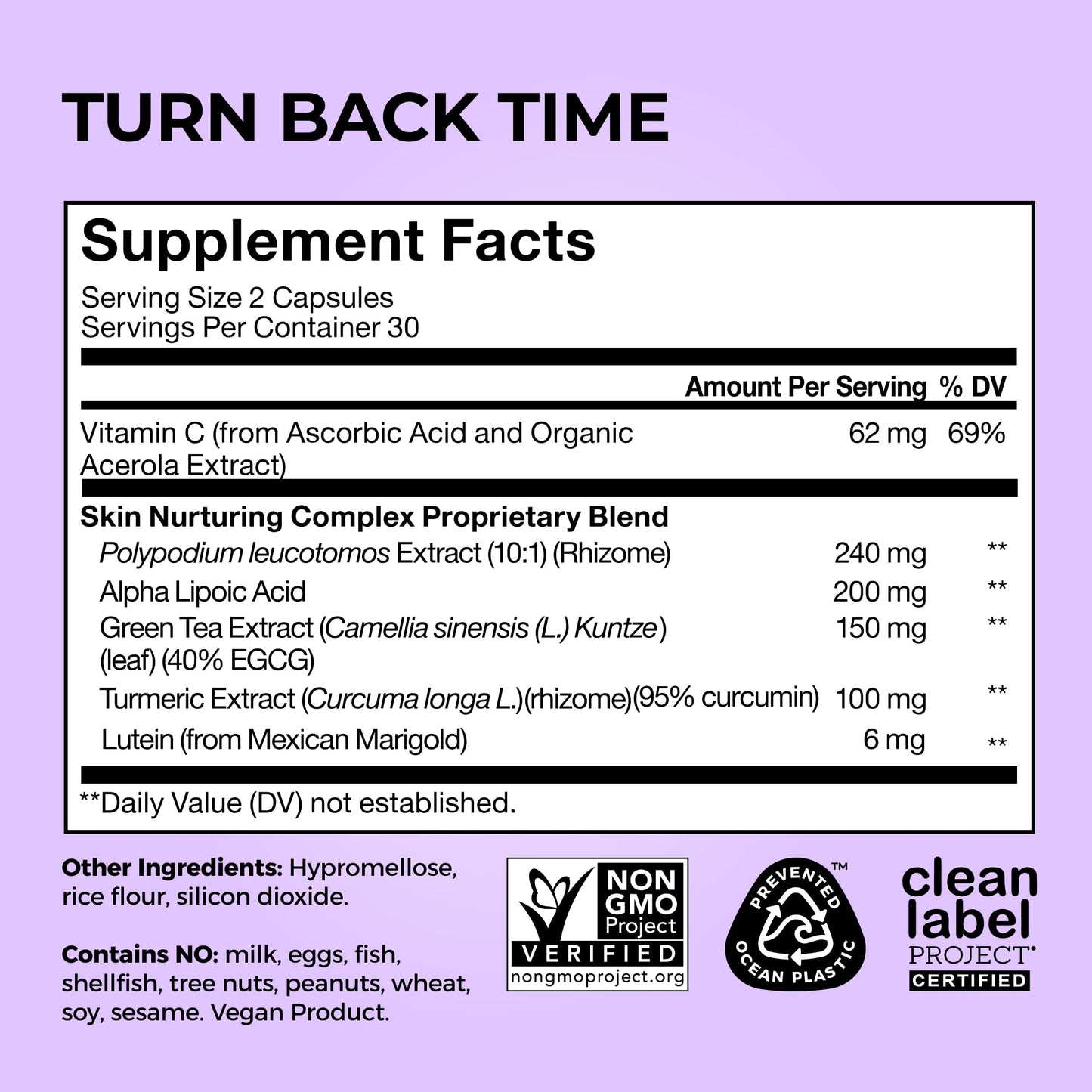 HUM Turn Back Time Turmeric Supplement for Youthful Looking Skin Support with Green Tea Extract, Lutein & Polyphenols, Skin Care Aging & Collagen Support Capsules for Even Tone, 60 Vegan Capsules - Maple Wellness Supplements