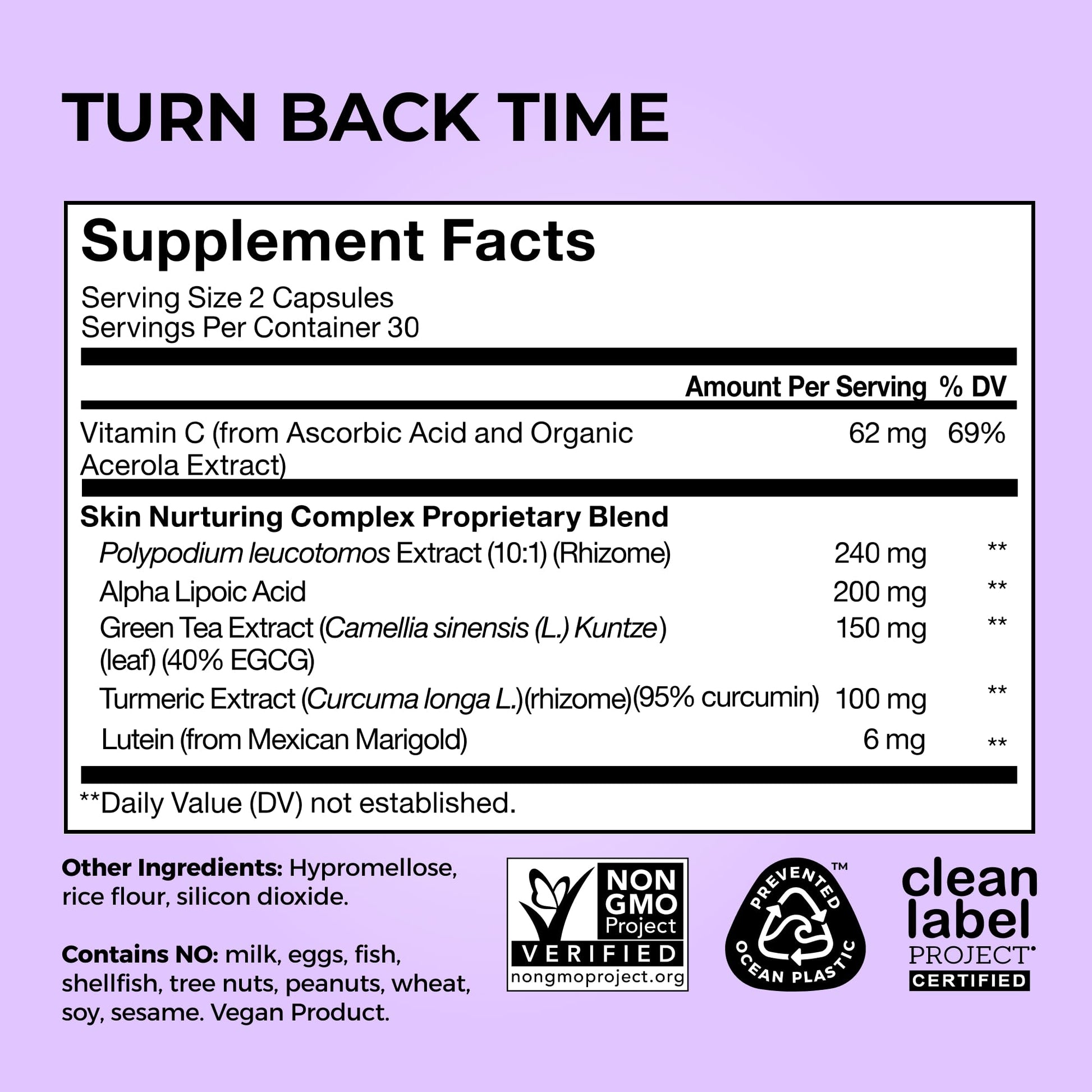 HUM Turn Back Time Turmeric Supplement for Youthful Looking Skin Support with Green Tea Extract, Lutein & Polyphenols, Skin Care Aging & Collagen Support Capsules for Even Tone, 60 Vegan Capsules - Maple Wellness Supplements