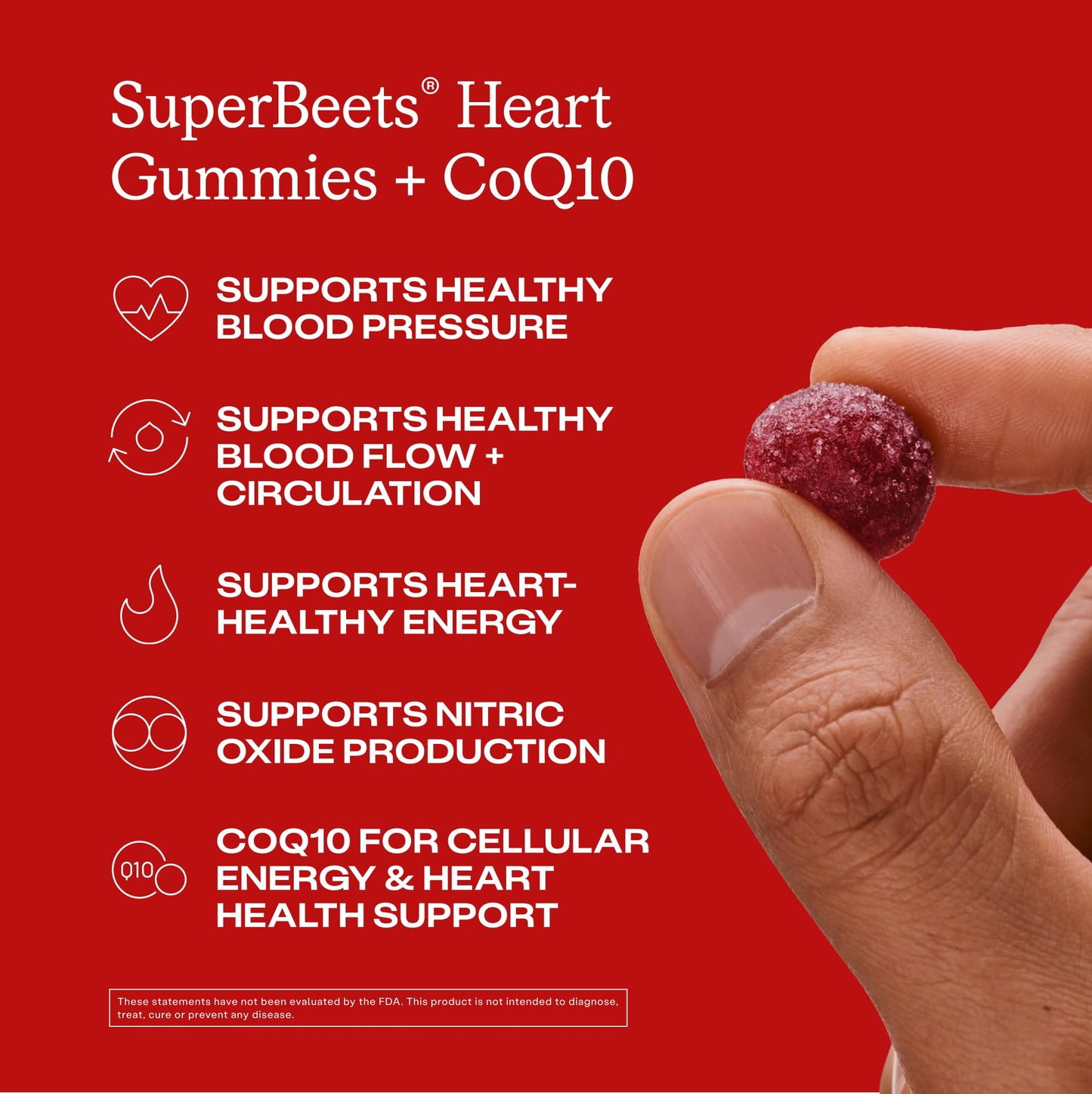 Humann SuperBeets 3-in-1 Heart Gummies - 3x Absorption CoQ10 - Plus Beetroot Extract & Grape Seed Extract for Advanced Heart Health, Cellular Energy & Circulation Support - Maple Wellness Supplements