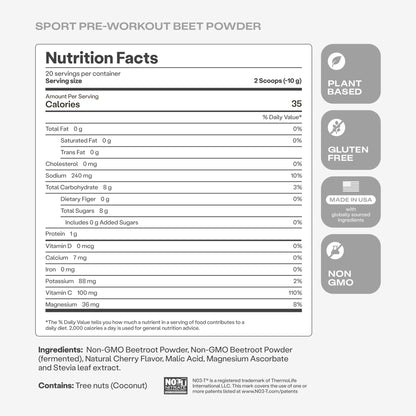 Humann SuperBeets Sport Endurance Pre Workout Powder, Nitric Oxide Supplement, NSF Certified, Stimulant & Caffeine Free, Made with Beet Root, - Maple Wellness Supplements