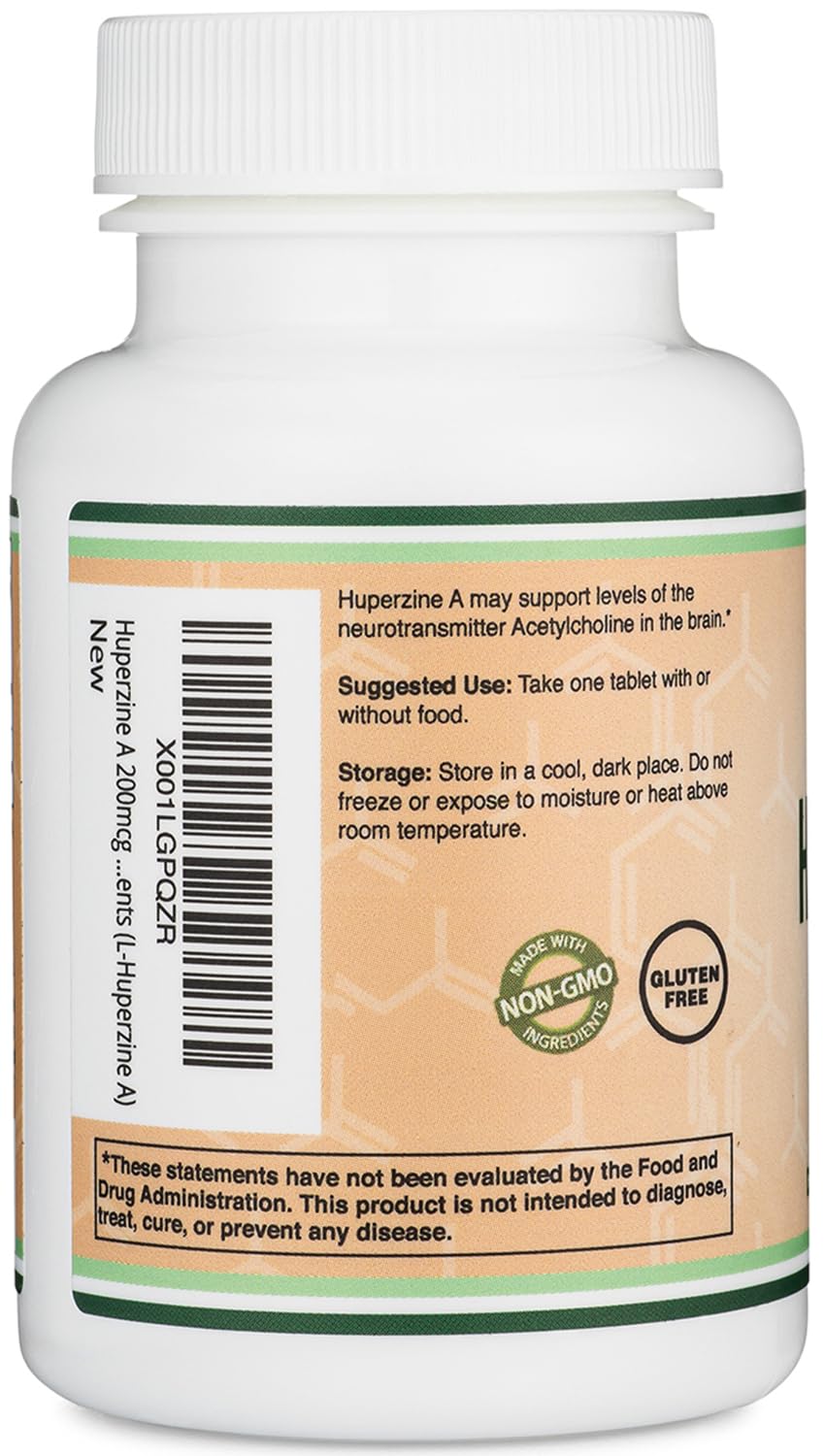 Huperzine A 200mcg (Third Party Tested) 120 Tablets, Brain Supplement to Promote Acetylcholine (Acetylcholinesterase Inhibitor) - Supports Memory and Focus by Double Wood - Maple Wellness Supplements