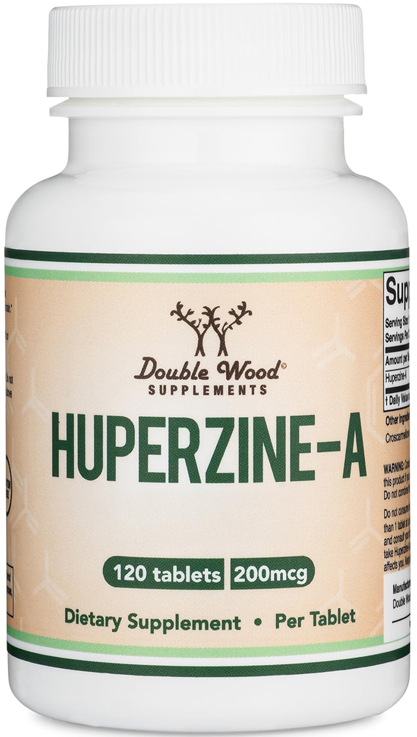 Huperzine A 200mcg (Third Party Tested) 120 Tablets, Brain Supplement to Promote Acetylcholine (Acetylcholinesterase Inhibitor) - Supports Memory and Focus by Double Wood - Maple Wellness Supplements