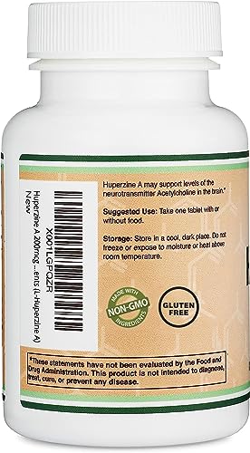 Huperzine A 200mcg (Third Party Tested) Manufactured in The USA, 120 Tablets, Brain - Maple Wellness Supplements