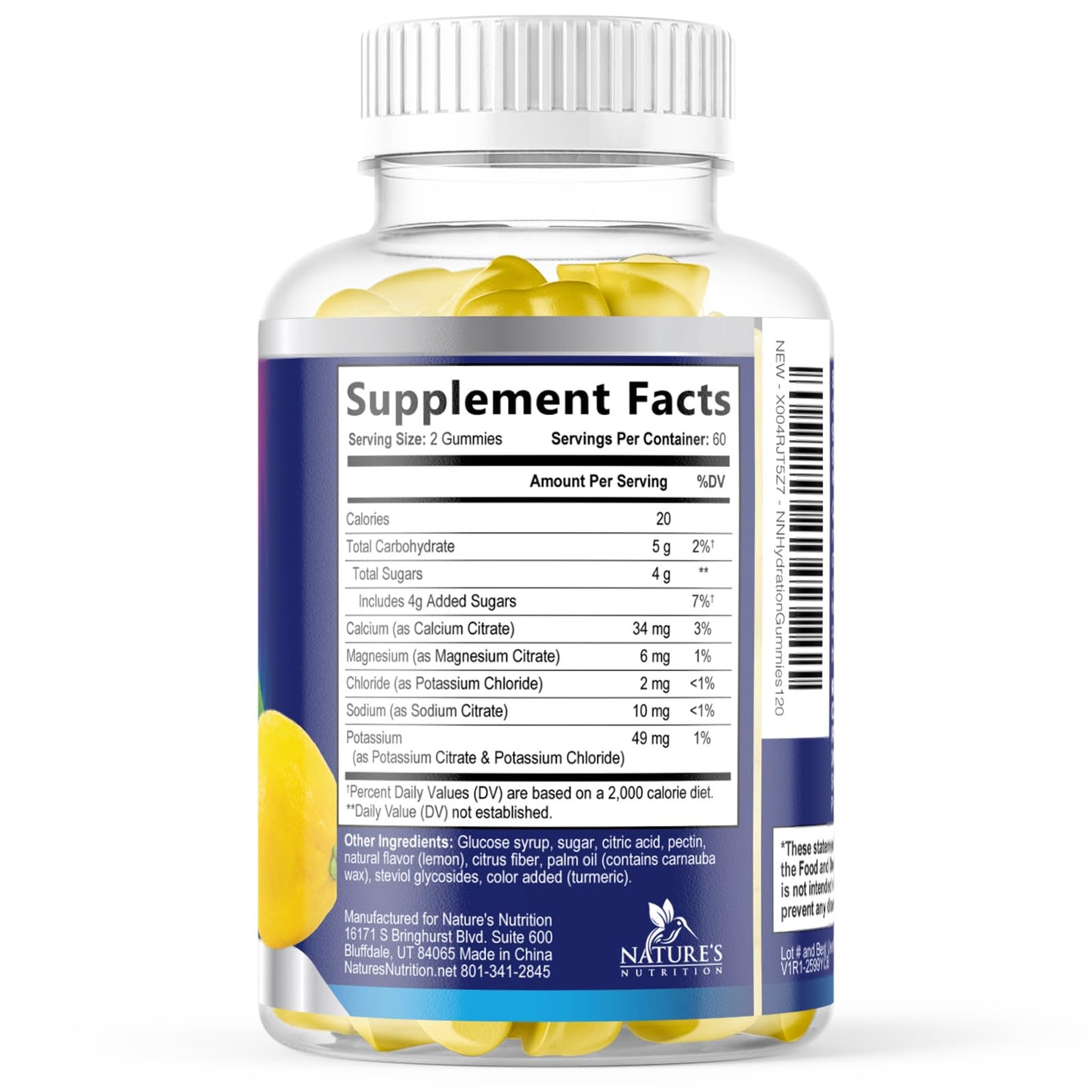 Hydration Electrolyte Gummies - Daily Liquid Replenisher Gummy - Electrolyte Multiplier with Minerals, Potassium & Real Salt - Vegan, Non-GMO - Tasty Lemon Flavor Hydration Electrolytes - Maple Wellness Supplements