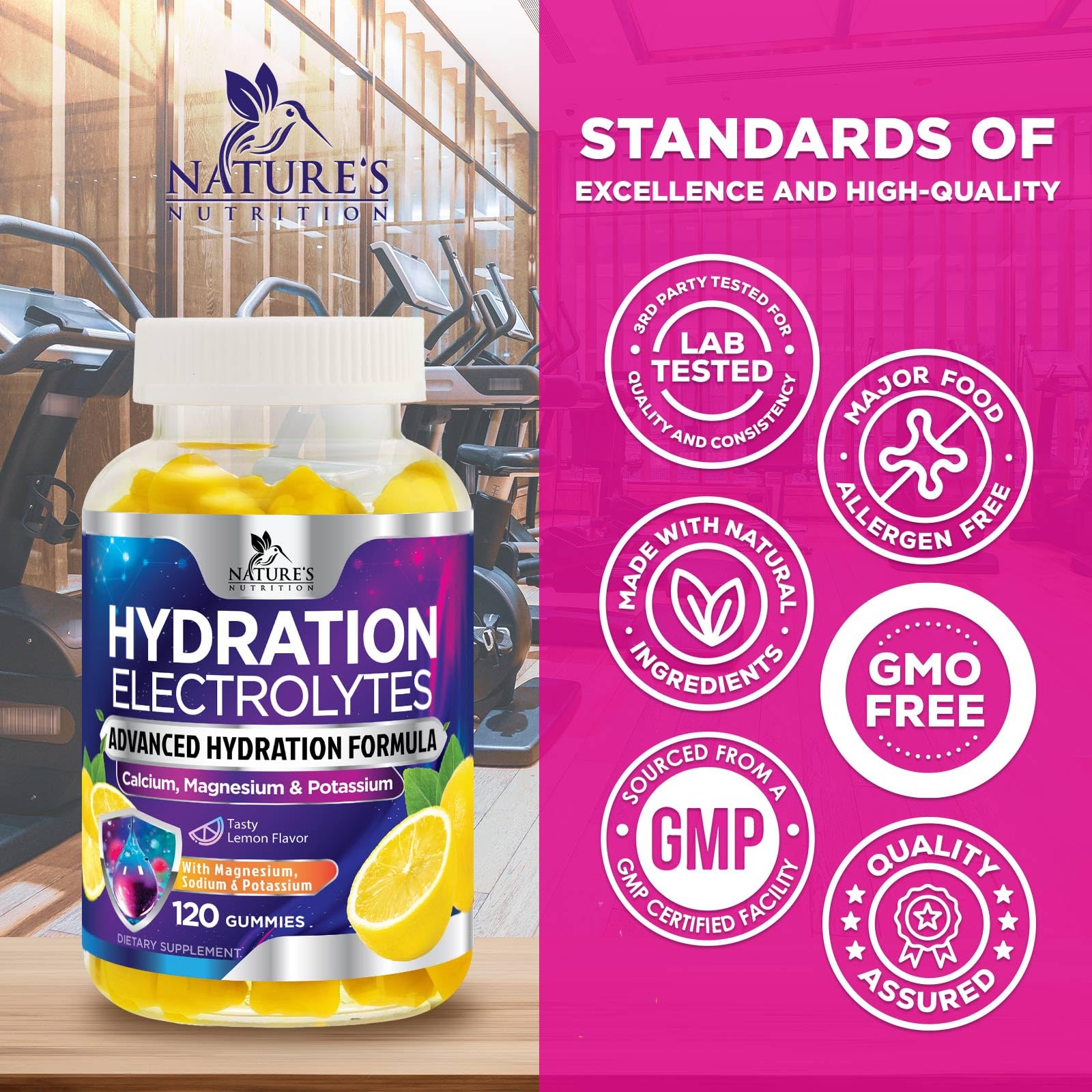 Hydration Electrolyte Gummies - Daily Liquid Replenisher Gummy - Electrolyte Multiplier with Minerals, Potassium & Real Salt - Vegan, Non-GMO - Tasty Lemon Flavor Hydration Electrolytes - Maple Wellness Supplements