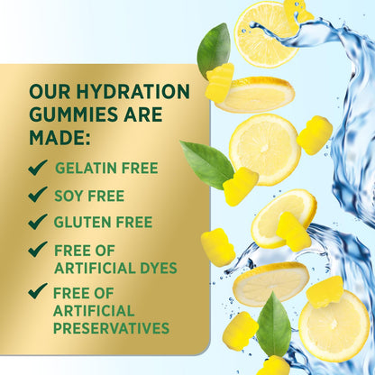 Hydration Electrolyte Gummies - Daily Liquid Replenisher Gummy - Electrolyte Multiplier with Minerals, Potassium & Real Salt - Vegan, Non-GMO - Tasty Lemon Flavor Hydration Electrolytes - 60 Gummies - Maple Wellness Supplements