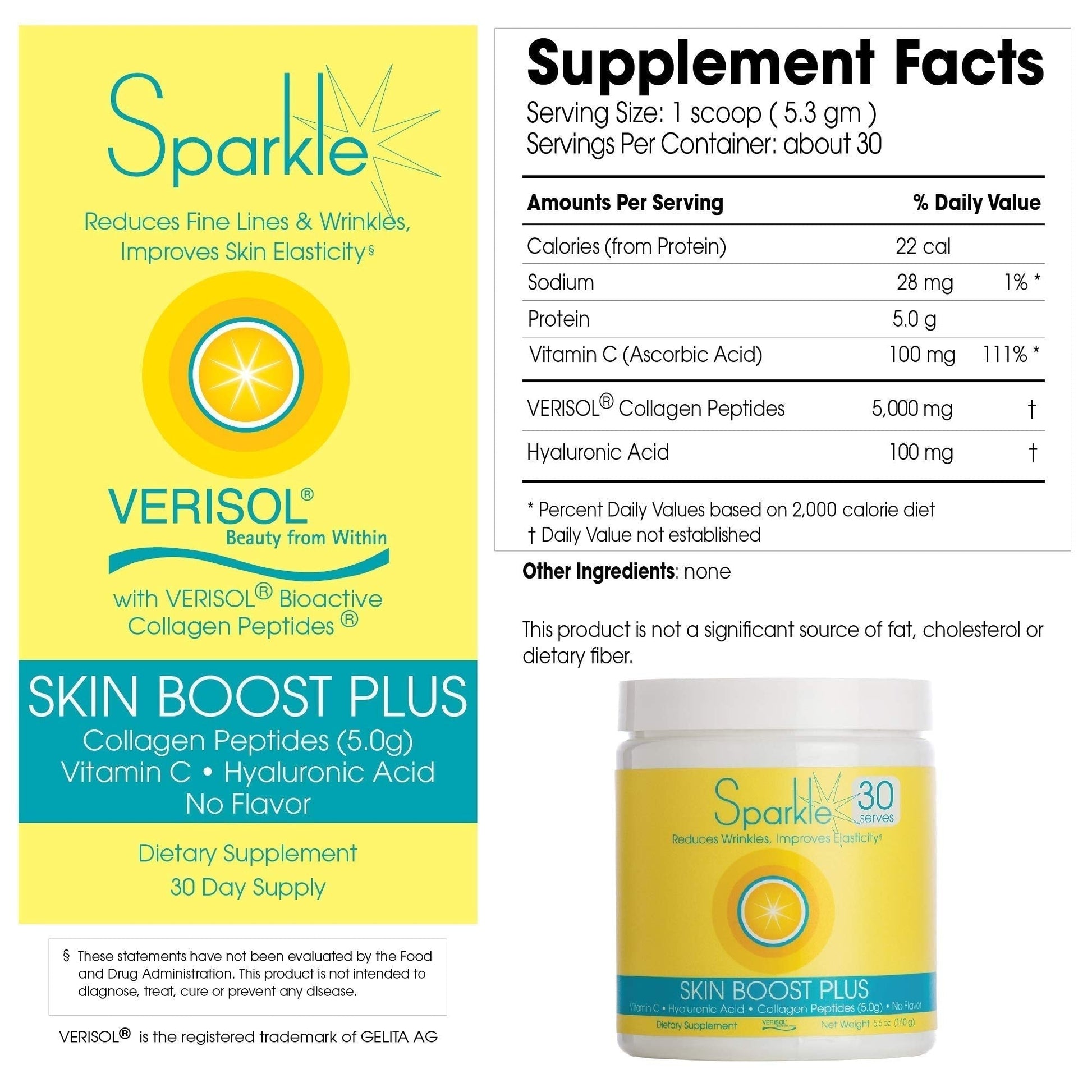 Hydrolyzed Collagen Powder - Sparkle Skin Boost Plus (No Flavor) [30-Serves] Verisol Pept - Maple Wellness Supplements