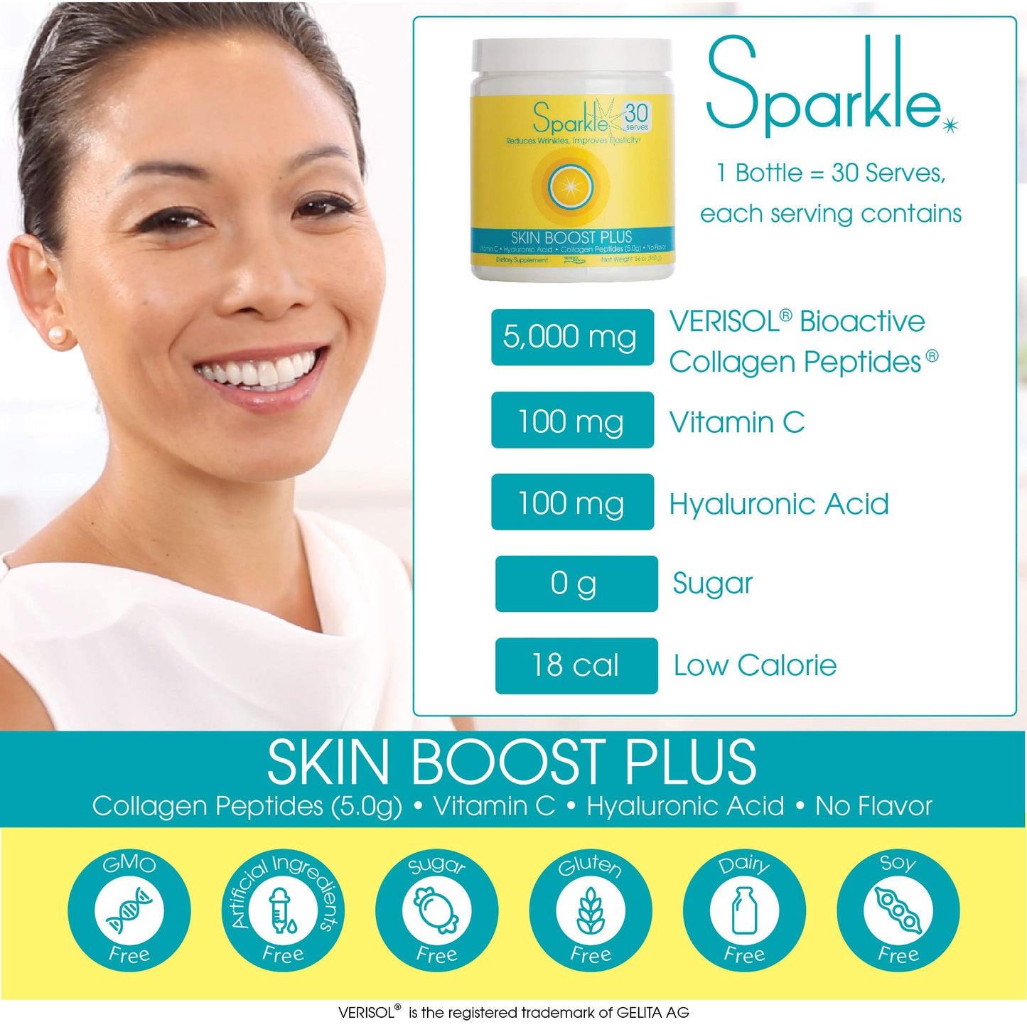 Hydrolyzed Collagen Powder - Sparkle Skin Boost Plus (No Flavor) [30-Serves] Verisol Pept - Maple Wellness Supplements