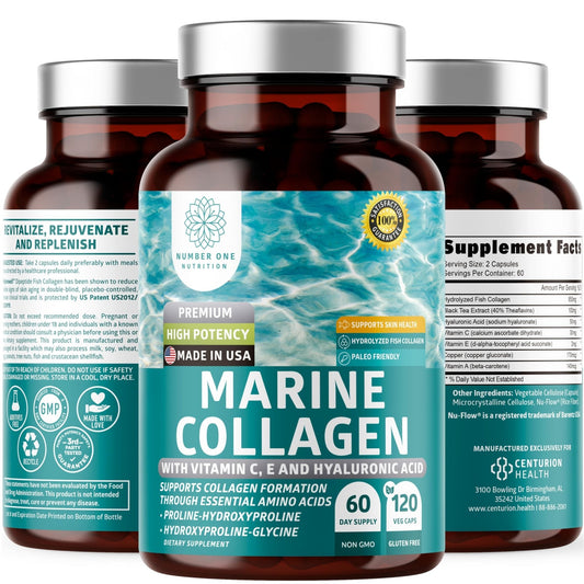 Hydrolyzed Marine Collagen with Hyaluronic Acid, Vitamin C, Theaflavin and Copper, Collagen Supplement for Women and Men for Radiant Skin, Hair & Nails, - Maple Wellness Supplements