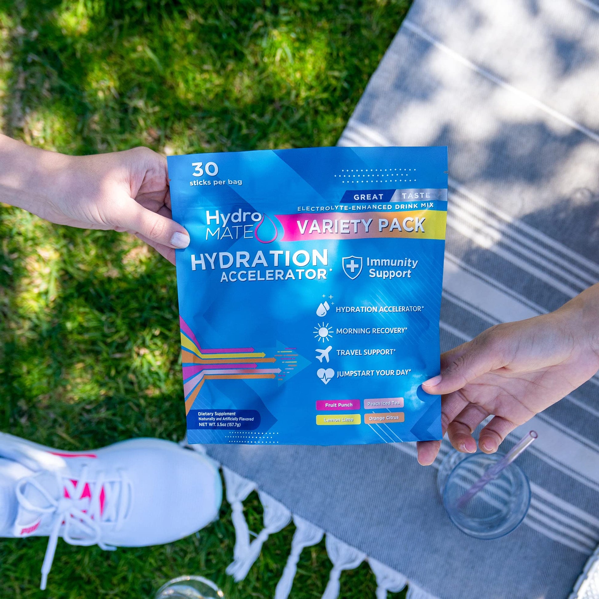 HydroMATE Electrolyte Powder Variety Pack Hydration Packets Low Sugar 30 Count - Maple Wellness Supplements