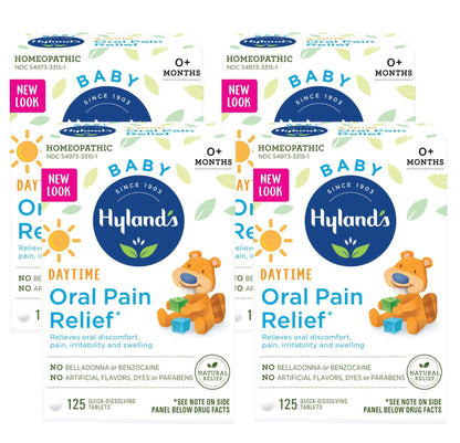 Hyland's Baby Oral Pain Relief Tablets, 125 Count Each (4) - Maple Wellness Supplements