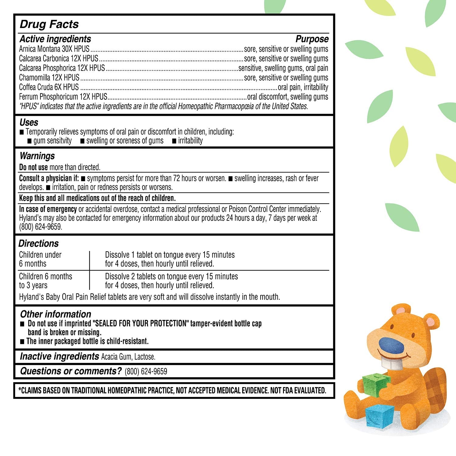 Hyland's Baby Oral Pain Relief Tablets, 125 Count Each (4) - Maple Wellness Supplements