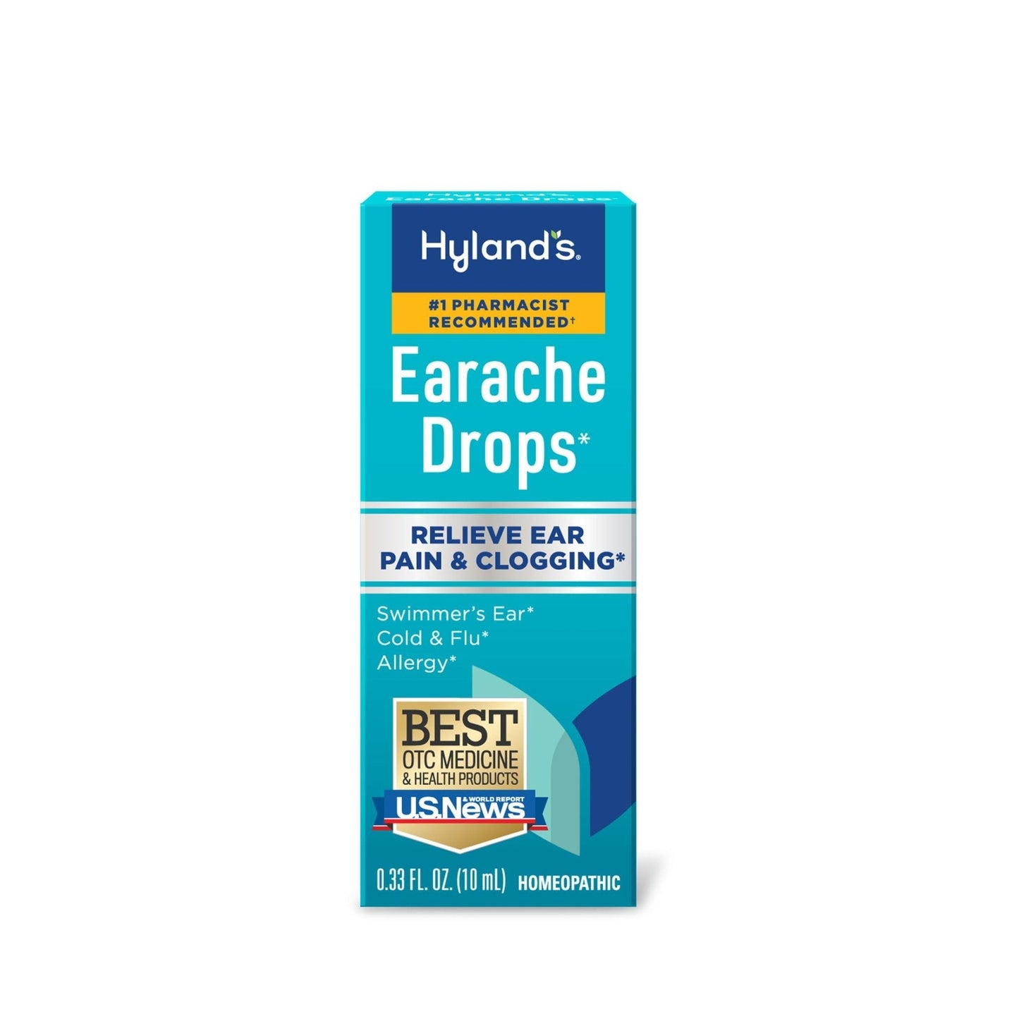 Hyland's Earache Drops, Natural Relief of Swimmer's Ear, Cold and Flu, Allergy Symptoms, Ages 4 and up, Day and Night, 0.33 Fl Oz - Maple Wellness Supplements