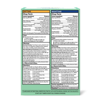 Hyland's Kids Cold and Cough, Day and Night Combo Pack, Cold Medicine for Ages 2 and up, Syrup Cough Medicine for Kids, Nasal Decongestant, 4 Fl Oz (Pack of 2) - Maple Wellness Supplements