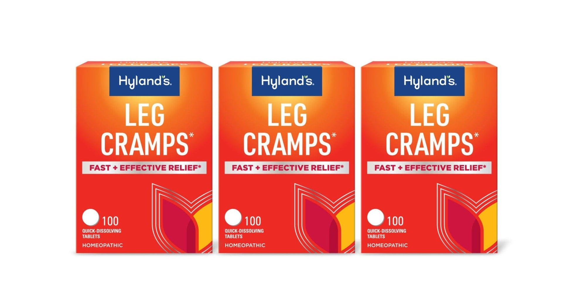 Hyland's Leg Cramps, Relief of Leg, Calf, Charley Horses, and Foot Cramps, 100 Quick-Dissolving Tablets 3-Pack (300 Total) - Maple Wellness Supplements