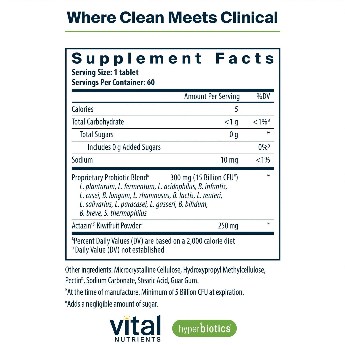 Hyperbiotics Vital Nutrients Pro-15 Advanced Probiotics for Women and Men | 15 Strains + Kiwifruit | Clinically Studied Daily Probiotics for Digestive Health, Gas, & Bloating | 60 Vegan Tablets - Maple Wellness Supplements