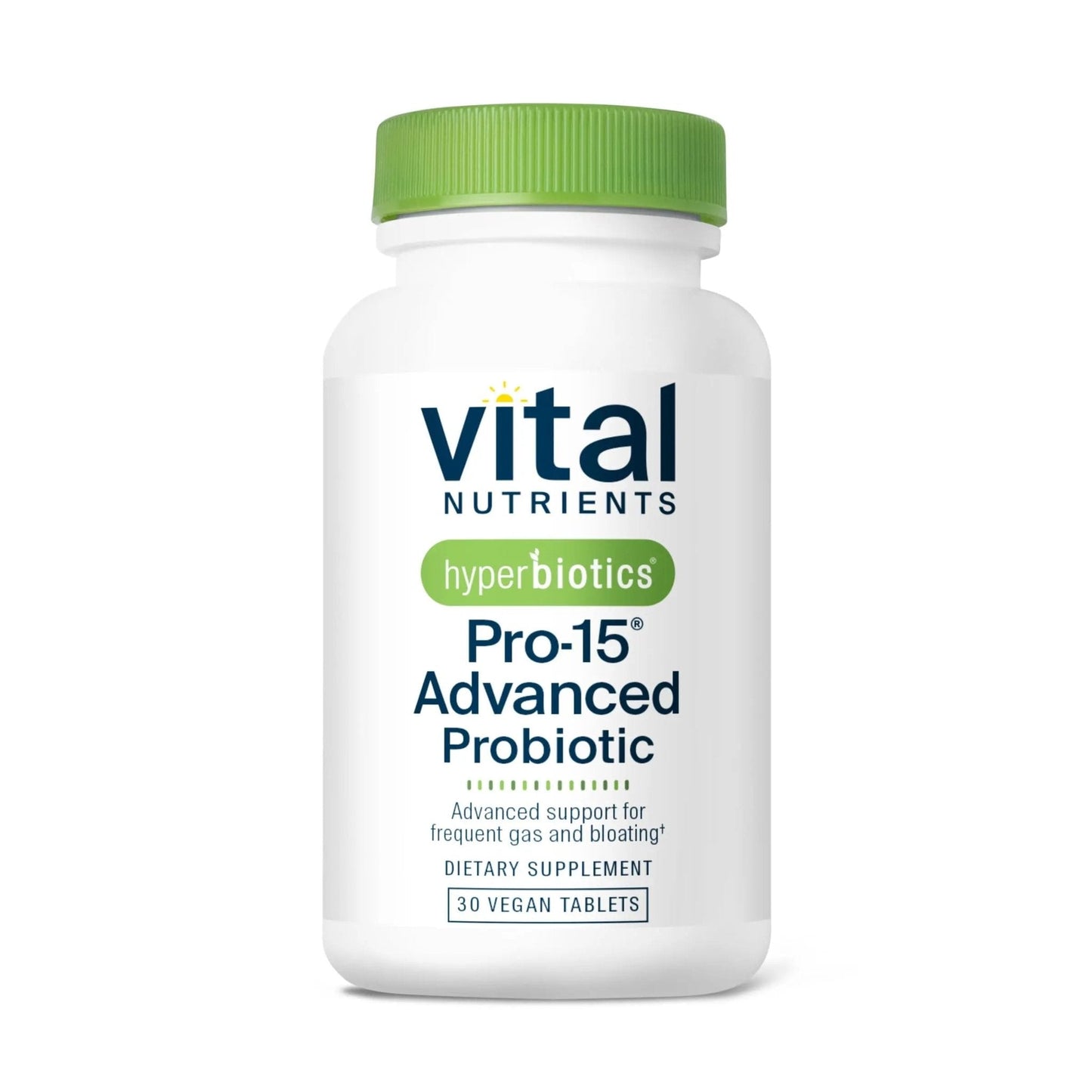 Hyperbiotics Vital Nutrients Pro-15 Advanced Probiotics for Women and Men | 15 Strains + Kiwifruit | Clinically Studied Daily Probiotics for Digestive Health, Gas, & Bloating | 30 Vegan Tablets - Maple Wellness Supplements