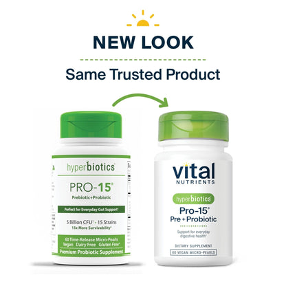 Hyperbiotics Vital Nutrients Pro-15 Prebiotics and Probiotics for Women and Men | 15 Science Backed Strains | Supports Occasional Constipation - Maple Wellness Supplements