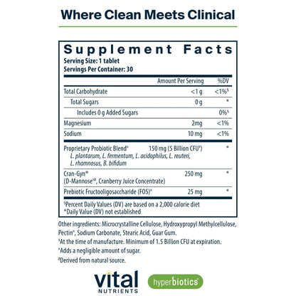 Hyperbiotics Vital Nutrients Pro Women Probiotics for Women | Vaginal Probiotics for PH Balance | Oral Probiotic for Vaginal Health and Urinary Tract Health | 6 Targeted Strains | 30 Vegan Tablets - Maple Wellness Supplements