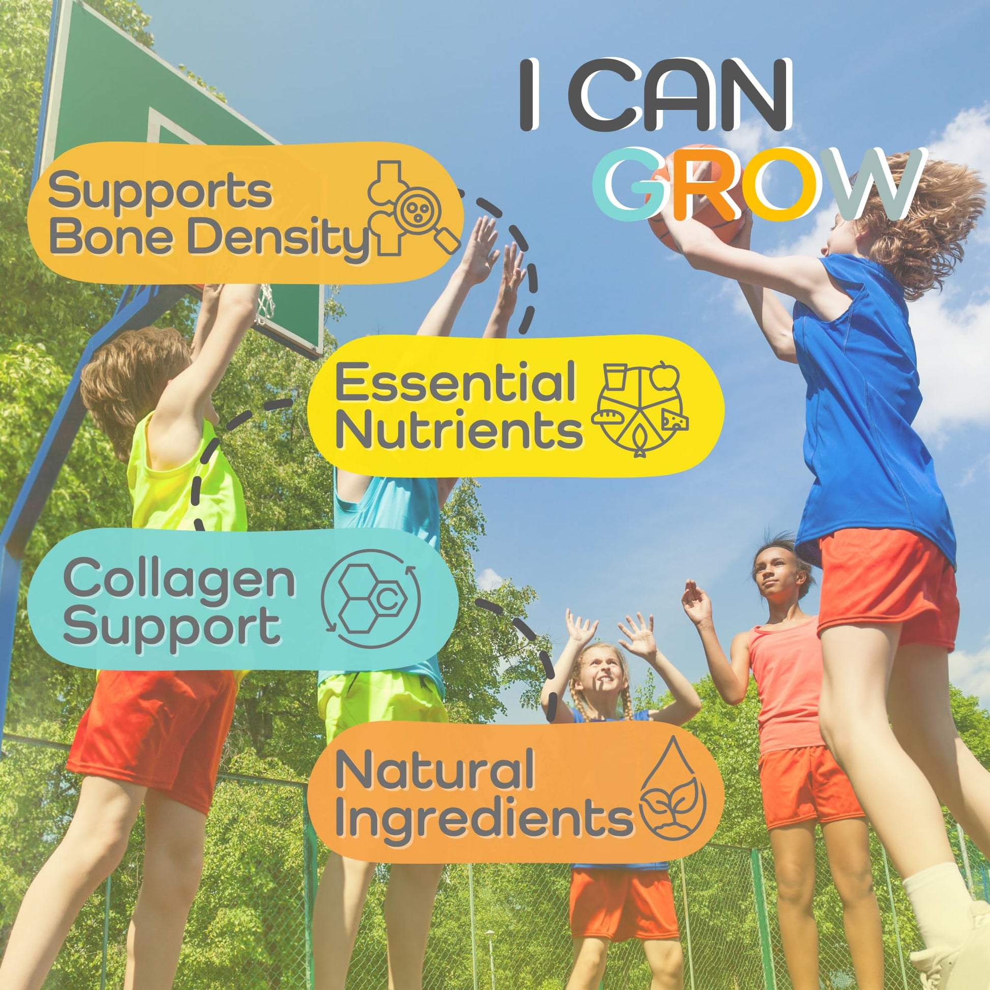 I Can Grow (3 Pack) Height Boosters for Kids 10+, Teen Vitamins for tru Height - Natural Growth Supplement for Optimal Development - Supports Bone Strength and Immune Health with Colostrum - Maple Wellness Supplements