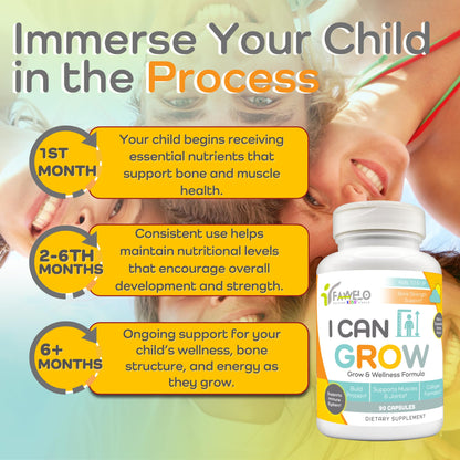 I Can Grow (3 Pack) Height Boosters for Kids 10+, Teen Vitamins for tru Height - Natural Growth Supplement for Optimal Development - Supports Bone Strength and Immune Health with Colostrum - Maple Wellness Supplements