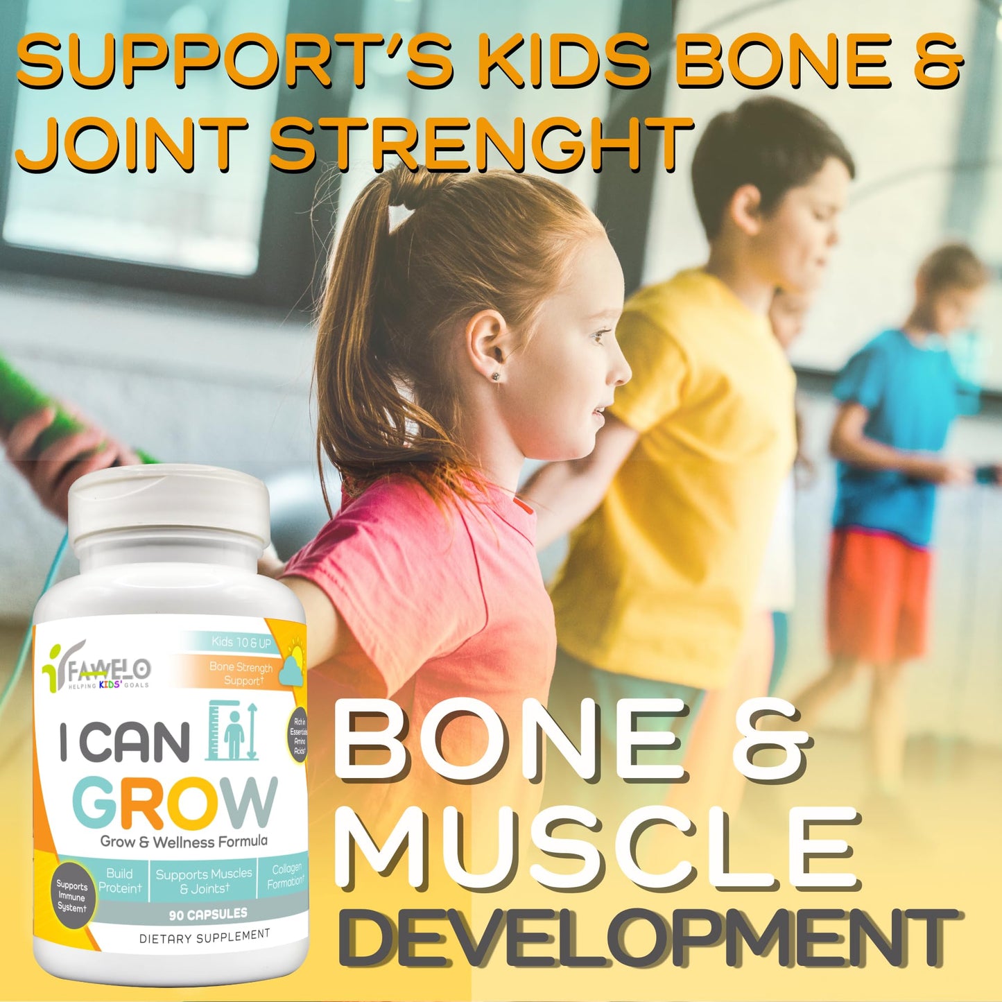 I Can Grow (3 Pack) Height Boosters for Kids 10+, Teen Vitamins for tru Height - Natural Growth Supplement for Optimal Development - Supports Bone Strength and Immune Health with Colostrum - Maple Wellness Supplements