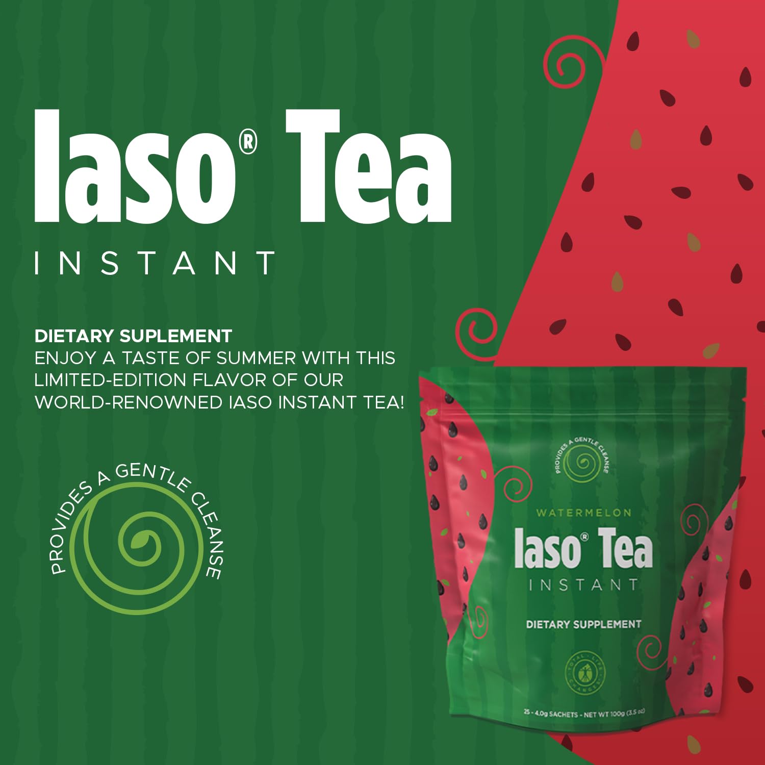 Iaso Instant Tea Watermelon Flavor - 4 grams (25 Sachets) - Maple Wellness Supplements